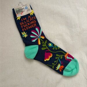 Blue Q Women’s Crew Socks - Size 5-10 - I’m A Delicate F*cking Flower